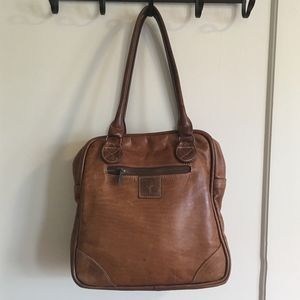 Camel leather zippered tote